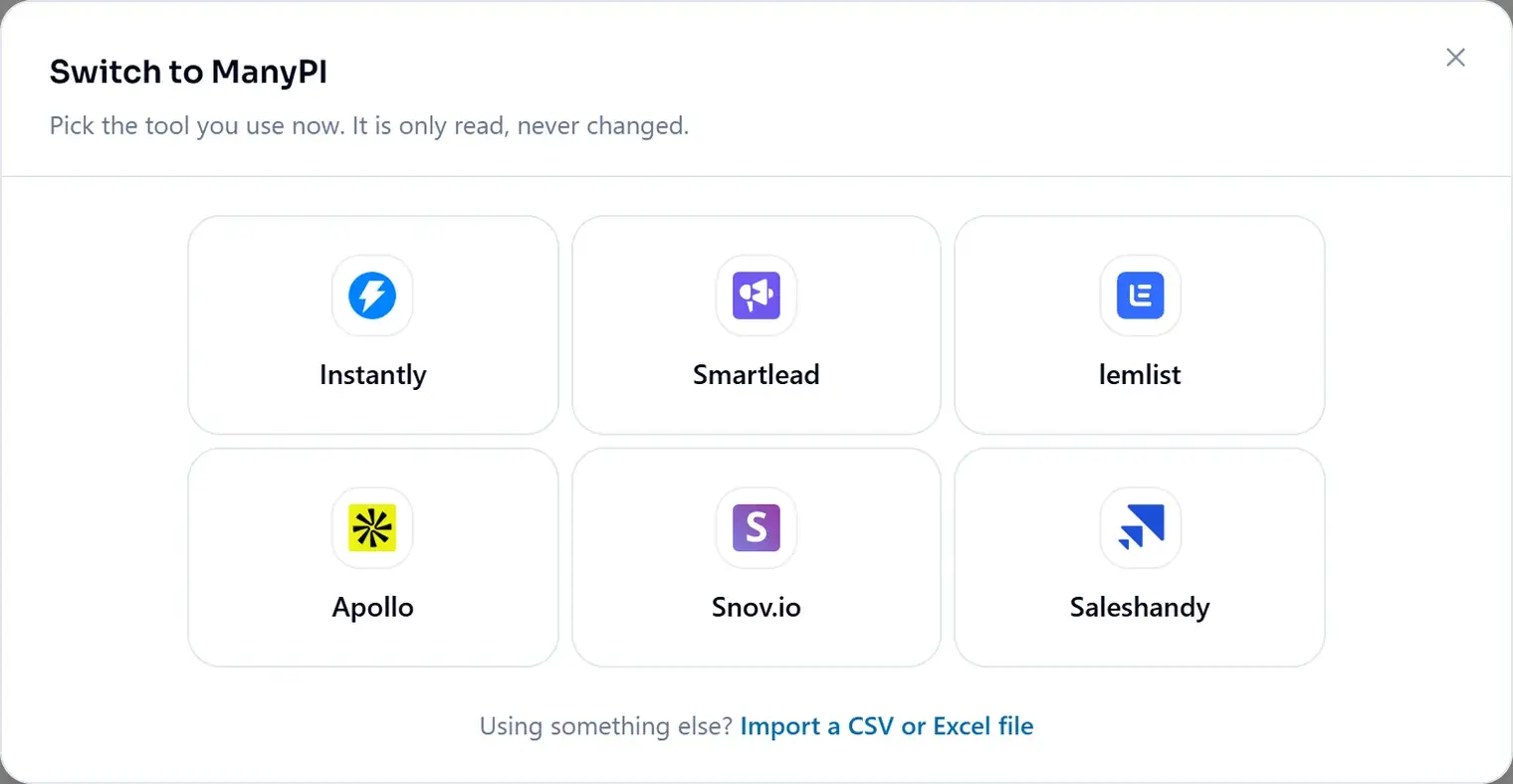 Switch to ManyPI: pick the tool you use now